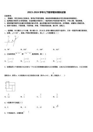 云南省易门县2024届数学七下期末达标检测试题含解析.doc