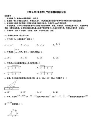云南省涧南彝族自治县2023-2024学年七下数学期末检测试题含解析.doc