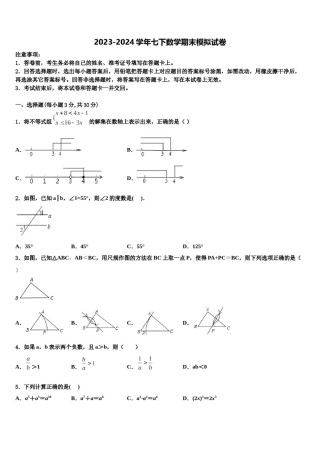 内蒙古呼伦贝尔市尼尔基第二中学2024年数学七下期末监测模拟试题含解析.doc
