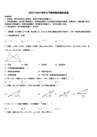 内蒙古呼伦贝尔市莫旗2023-2024学年七下数学期末经典试题含解析.doc