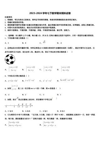 内蒙古巴彦淖尔市磴口县2024届数学七下期末考试试题含解析.doc