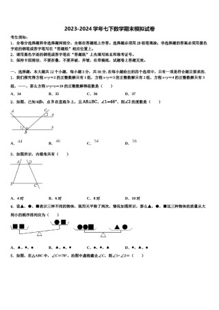 内蒙古杭锦旗2024年七年级数学第二学期期末综合测试试题含解析.doc