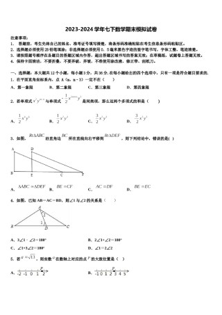 内蒙古自治区海勃湾区2024年数学七下期末复习检测试题含解析.doc