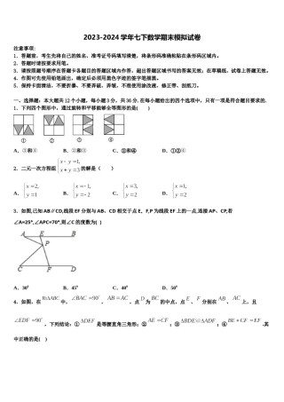 内蒙古赤峰市2023-2024学年数学七下期末考试模拟试题含解析.doc