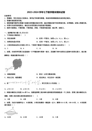内蒙古通辽市第二中学2023-2024学年七年级数学第二学期期末监测模拟试题含解析.doc