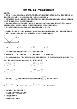 内蒙古阿拉善2023-2024学年数学七下期末检测试题含解析.doc