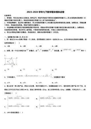 北京人大附中2024年数学七下期末监测试题含解析.doc