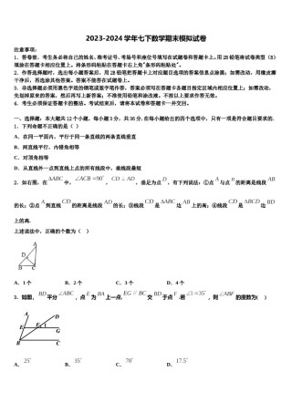 北京市101中学2024年数学七下期末调研模拟试题含解析.doc