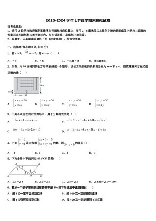 北京市东城区第十一中学2024年七年级数学第二学期期末综合测试试题含解析.doc