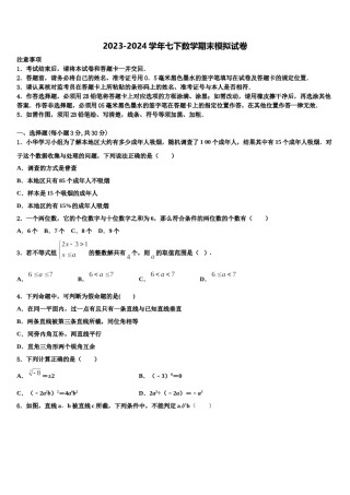 北京市崇文区名校2024届七年级数学第二学期期末统考模拟试题含解析.doc