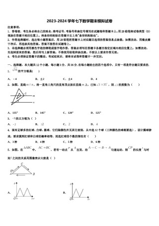 北京市昌平临川育人学校2024年数学七下期末联考模拟试题含解析.doc