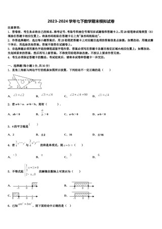 北京市海淀区一零一中学2024届七下数学期末达标检测模拟试题含解析.doc