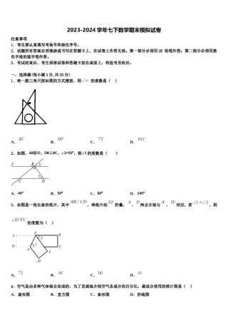 北京市第十四中学2023-2024学年七年级数学第二学期期末联考试题含解析.doc