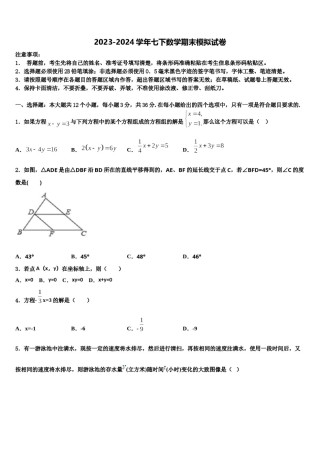 北京市西城区北师大附属实验中学2023-2024学年数学七下期末达标检测试题含解析.doc