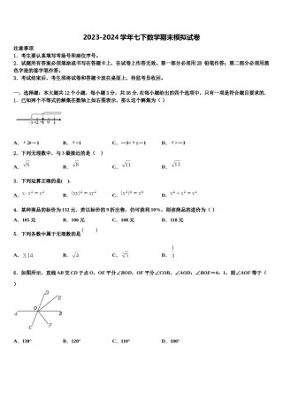 北京市通州区2023-2024学年数学七下期末质量检测模拟试题含解析.doc