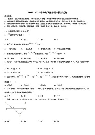 北京市首都师范大附属中学2024届七年级数学第二学期期末检测试题含解析.doc