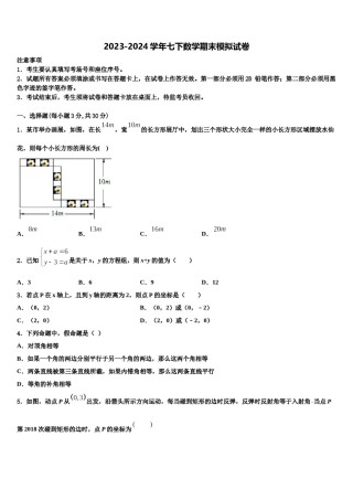 南京市旭东中学2023-2024学年七年级数学第二学期期末统考模拟试题含解析.doc