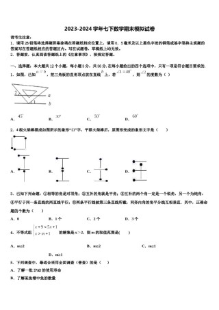 台州市重点中学2023-2024学年数学七下期末达标检测试题含解析.doc