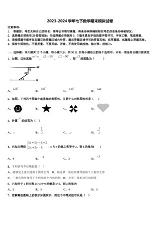 吉林省宁江区一中学2024年七年级数学第二学期期末预测试题含解析.doc