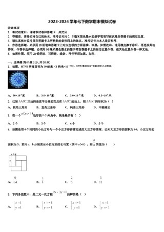 吉林省汪清县中学2024年七下数学期末联考试题含解析.doc