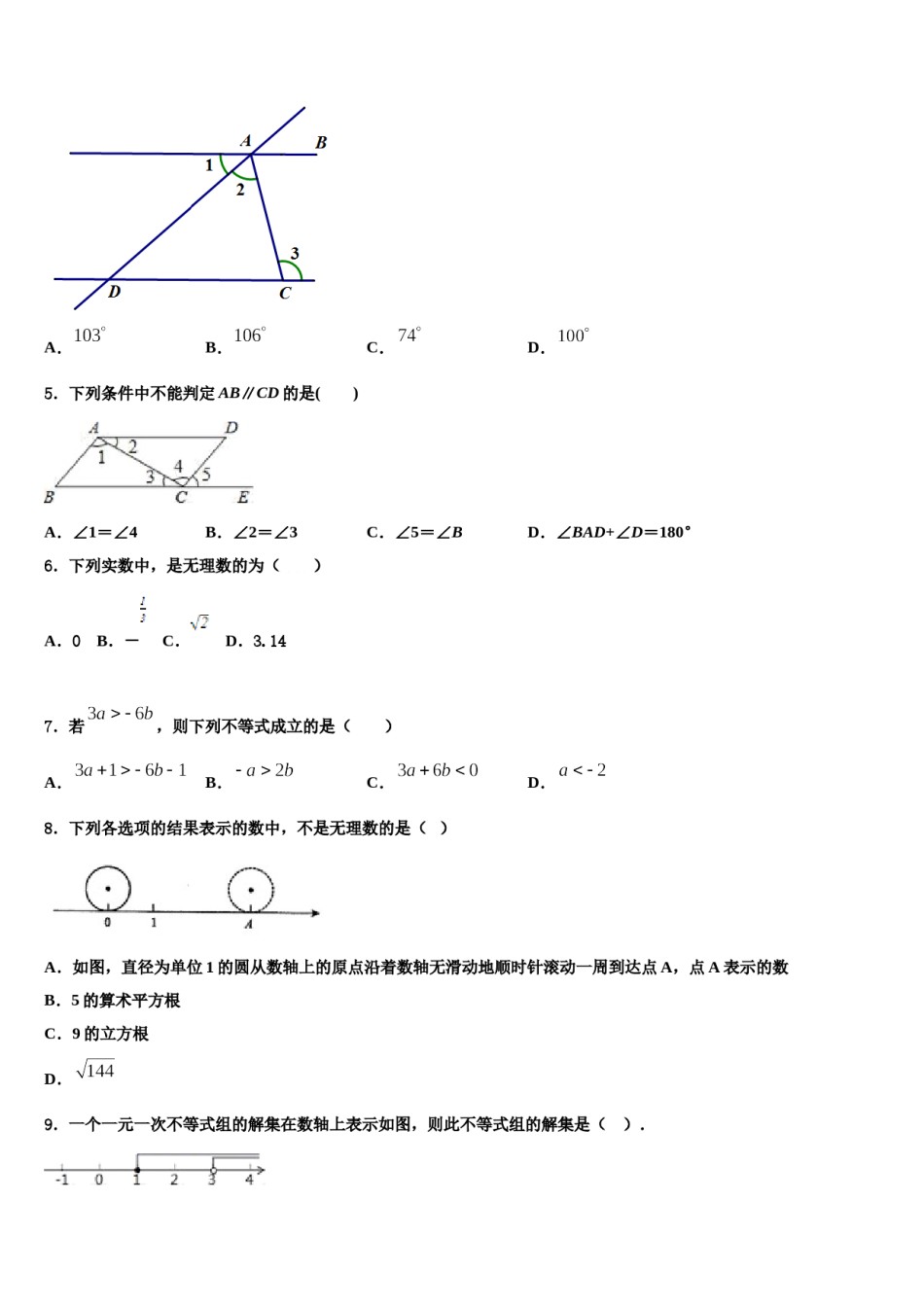 吉林省长春外语学校2024年数学七下期末学业水平测试试题含解析.doc_第2页