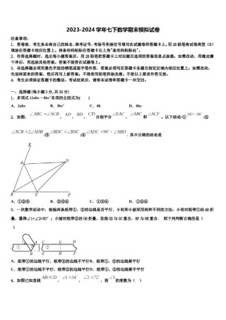吉林省长春外语学校2024年数学七下期末学业水平测试试题含解析.doc