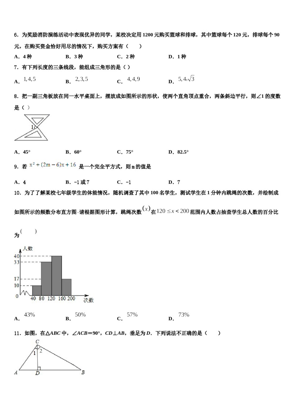吉林省长春市东北师大附中新城学校2023-2024学年七年级数学第二学期期末联考模拟试题含解析.doc_第2页
