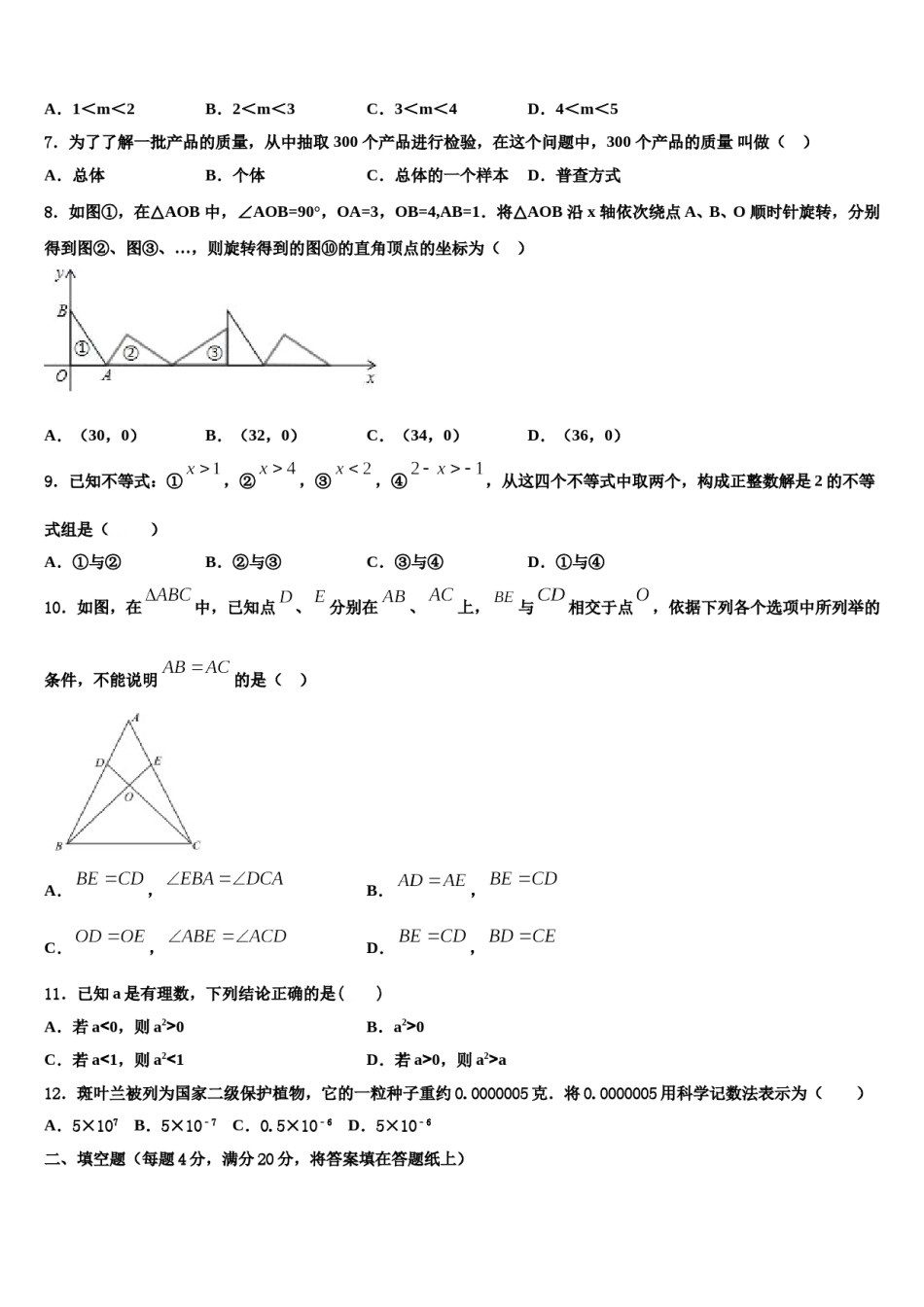 吉林省长春市五校2024年数学七下期末质量跟踪监视模拟试题含解析.doc_第2页