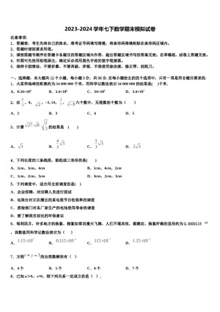 吉林省长春市吉大尚德学校2024届七年级数学第二学期期末达标检测试题含解析.doc