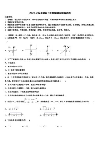 吉林省长春市汽车经济技术开发区2023-2024学年七下数学期末学业水平测试模拟试题含解析.doc