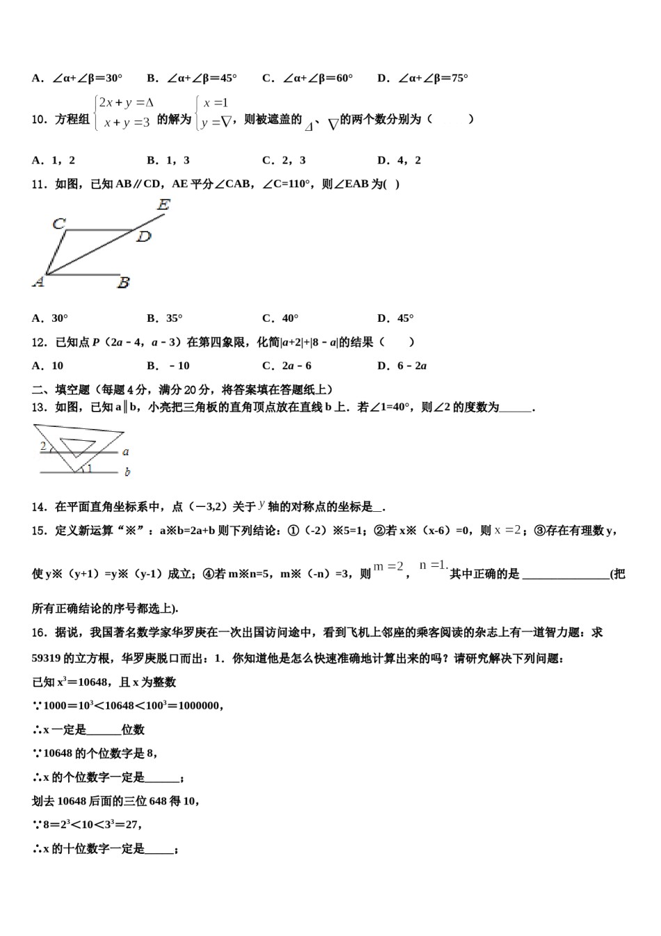 吉林省长春市第160中学2023-2024学年数学七下期末复习检测试题含解析.doc_第3页