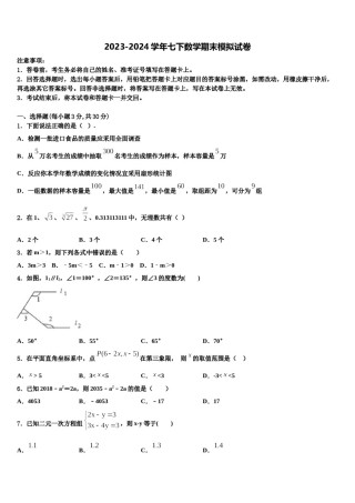 吉林省长春市第二实验学校2024年数学七下期末经典试题含解析.doc