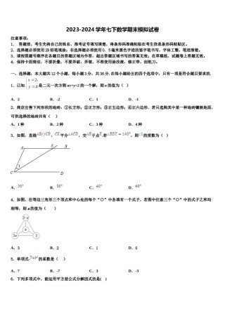 吉林省长春市长春外国语学校2024届数学七下期末质量检测试题含解析.doc
