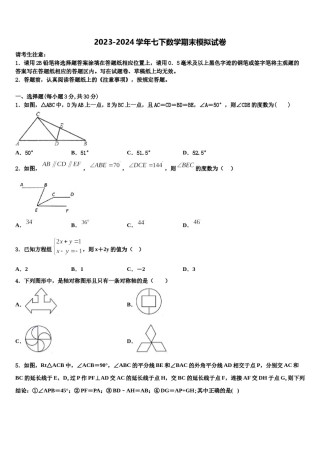 四川中江县春季联考2024年七年级数学第二学期期末达标检测模拟试题含解析.doc