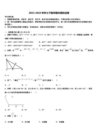 四川省华蓥市第一中学2024年七下数学期末综合测试模拟试题含解析.doc