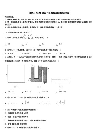 四川省南充市名校2024届数学七下期末质量检测模拟试题含解析.doc