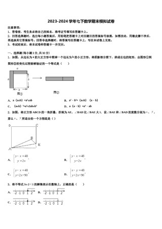四川省广元市四中学2024届七下数学期末学业水平测试试题含解析.doc