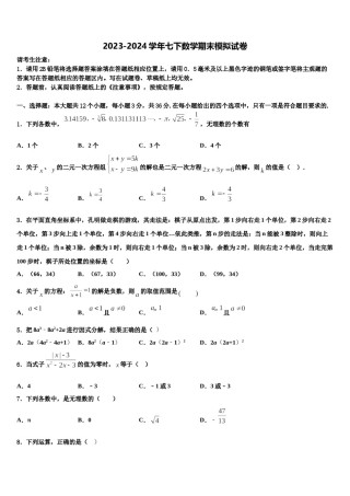 四川省成都市温江区2024年数学七下期末经典试题含解析.doc