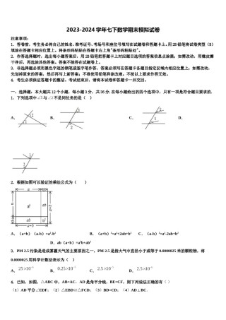 四川省成都市青白江区2024届数学七下期末监测试题含解析.doc