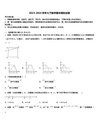 四川省成都市青羊区石室教育集团2023-2024学年七年级数学第二学期期末联考模拟试题含解析.doc