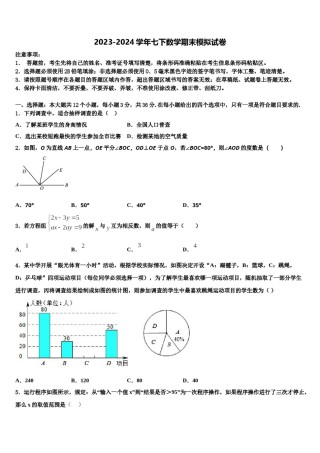 四川省泸州市龙马潭区金龙中学2024届数学七下期末检测试题含解析.doc
