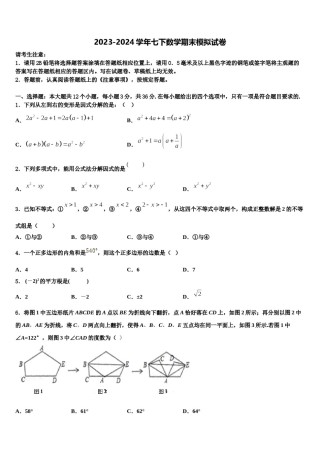 四川省观音片2023-2024学年数学七下期末检测模拟试题含解析.doc
