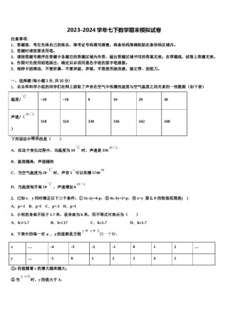 大连市重点中学2023-2024学年七下数学期末学业水平测试试题含解析.doc