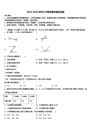 天津市河东区名校2024届七下数学期末联考试题含解析.doc