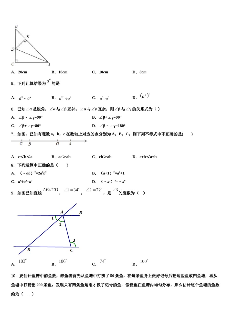如皋八校联考2024年数学七下期末检测试题含解析.doc_第2页