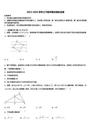 宁夏盐池县2023-2024学年数学七下期末教学质量检测试题含解析.doc