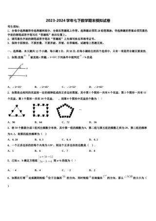 宁夏石嘴山市第十五中学2024届数学七下期末考试模拟试题含解析.doc