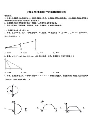 宁夏银川市宁夏大附中2024届七年级数学第二学期期末调研试题含解析.doc