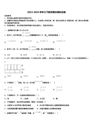 安徽淮北市2024年数学七下期末质量检测试题含解析.doc