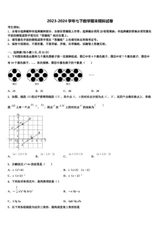 安徽省亳州市高炉学校2023-2024学年数学七下期末学业水平测试试题含解析.doc